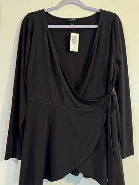 Torrid Black Surplice Wrap Top